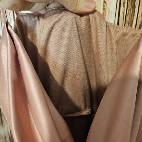 Marthea nwt pink satin cowl neck asymmetrical midi dress size xs - Picture 10 of 10